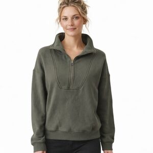 Earth Yoga Sustainable Quarter Zip Pullover Urban Green Large